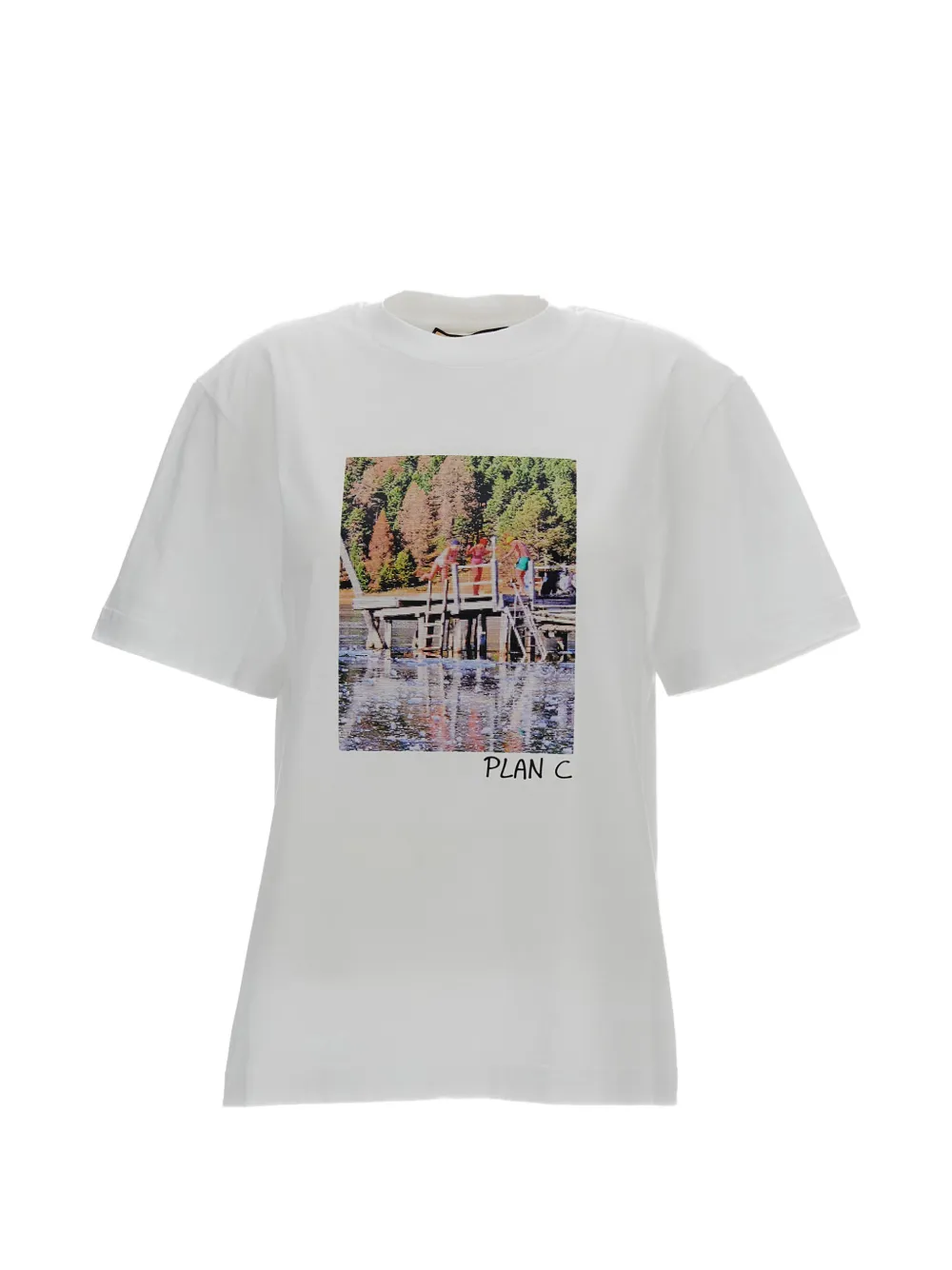 Plan C metallic-effect T-shirt - Bianco