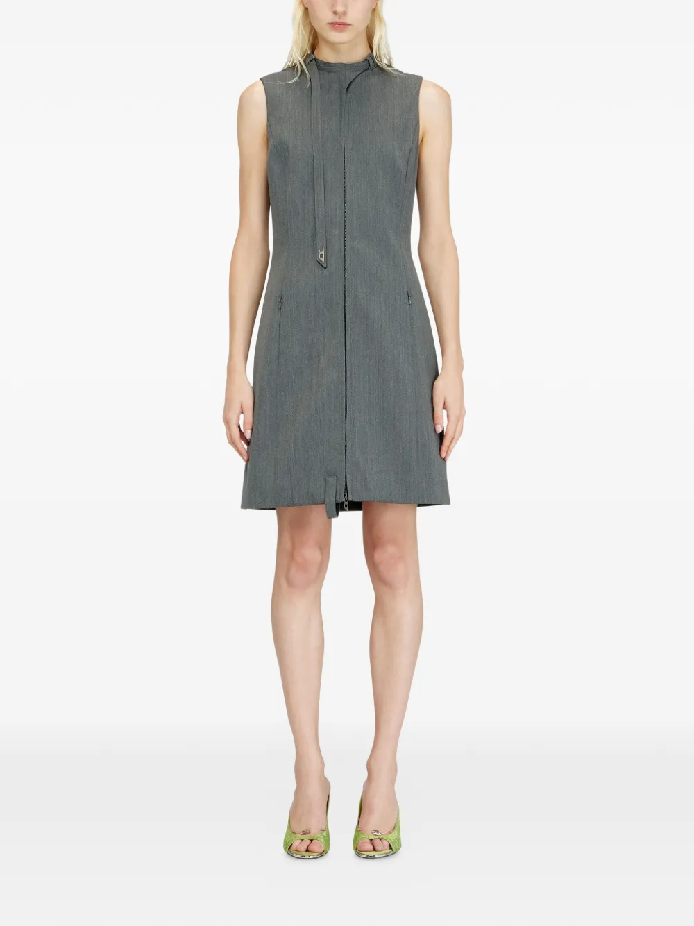  Diesel D-ruvan Sleeveless Zip Mini Dress - Grey 