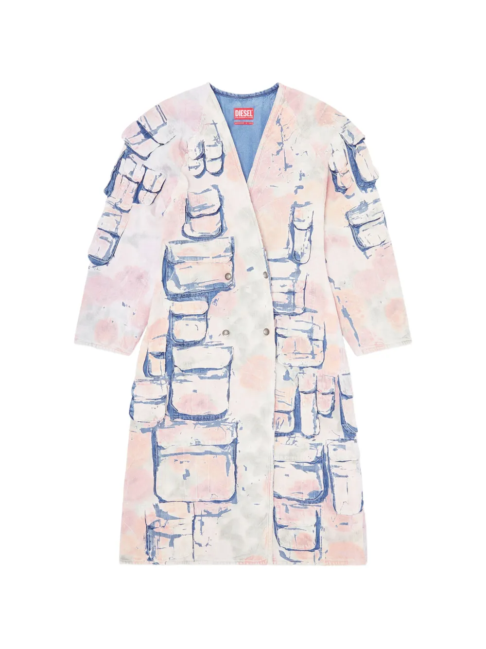 Diesel double-breasted patch-pocket denim jacket - Bianco