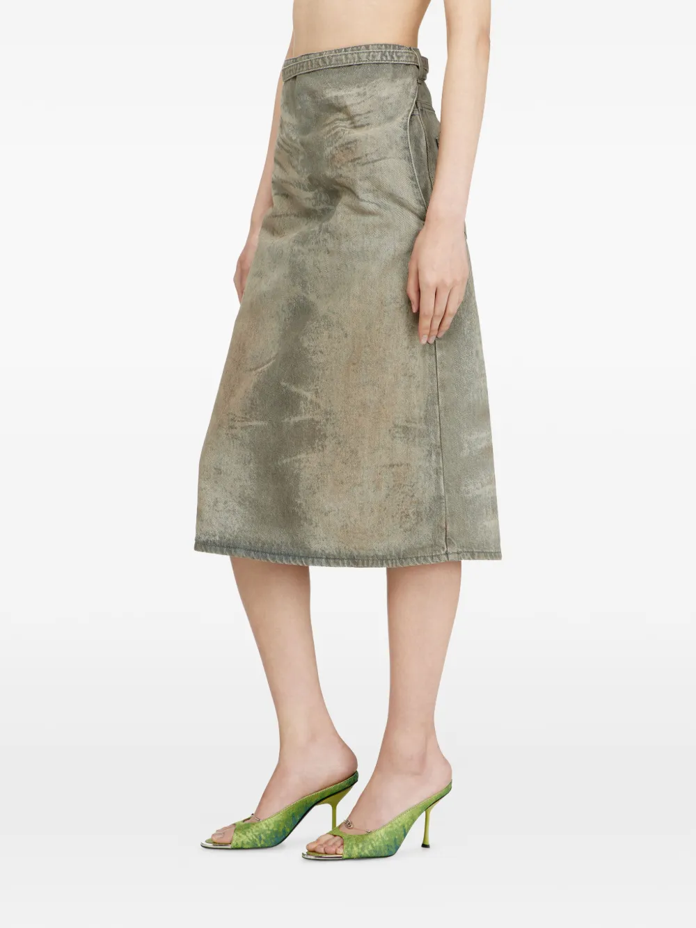  Diesel De-morika-fsi Wrapover-belt A-line Midi Skirt - Grey 