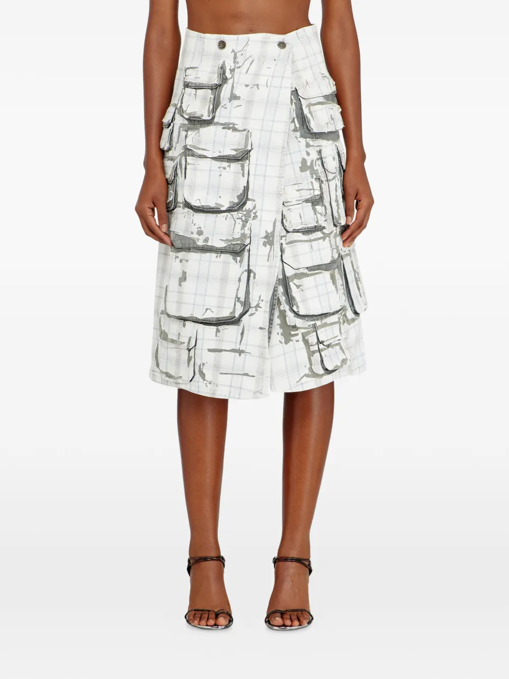  Diesel De-vorin-fsi1 Midi A-line Skirt - Grey 