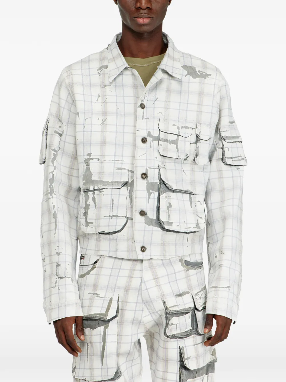  Diesel Sobrecamisa D-valen A Cuadros - Blanco 