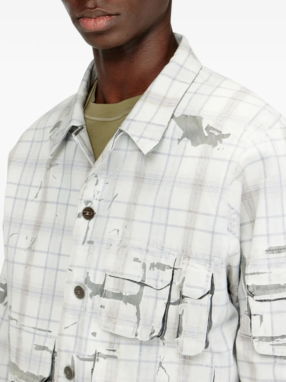 Diesel D-Valen geruit shirtjack Wit