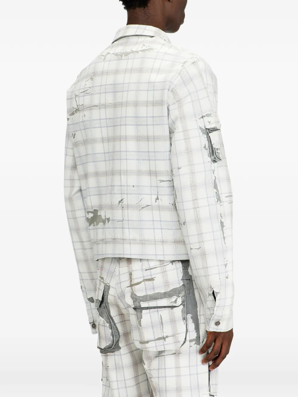 Diesel D-Valen geruit shirtjack Wit