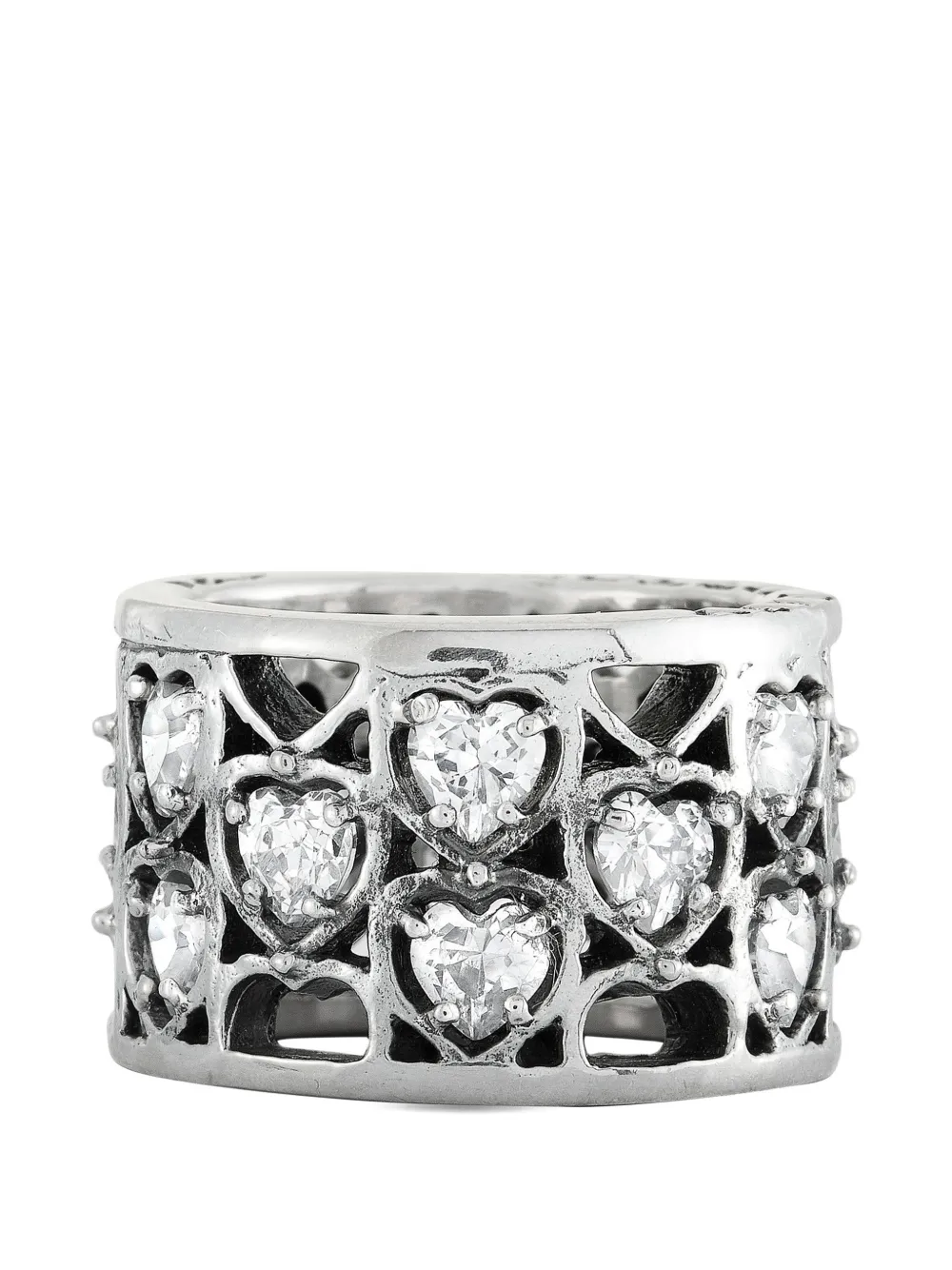 King Baby heart-cut cubic-zirconia silver ring - Argento