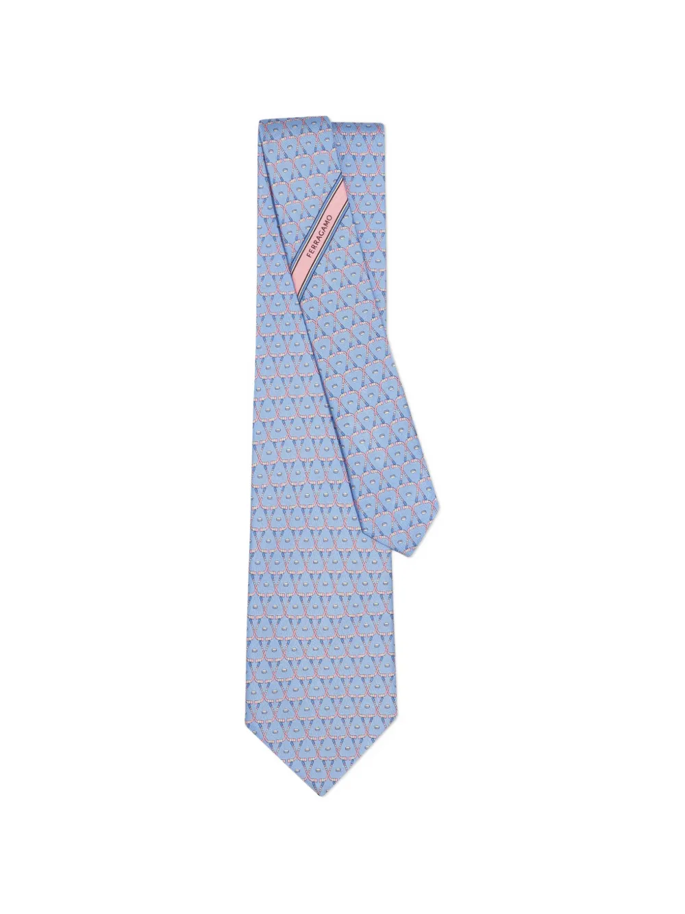  Ferragamo Corbata De Seda Con Estampado De Hockey - Azul 