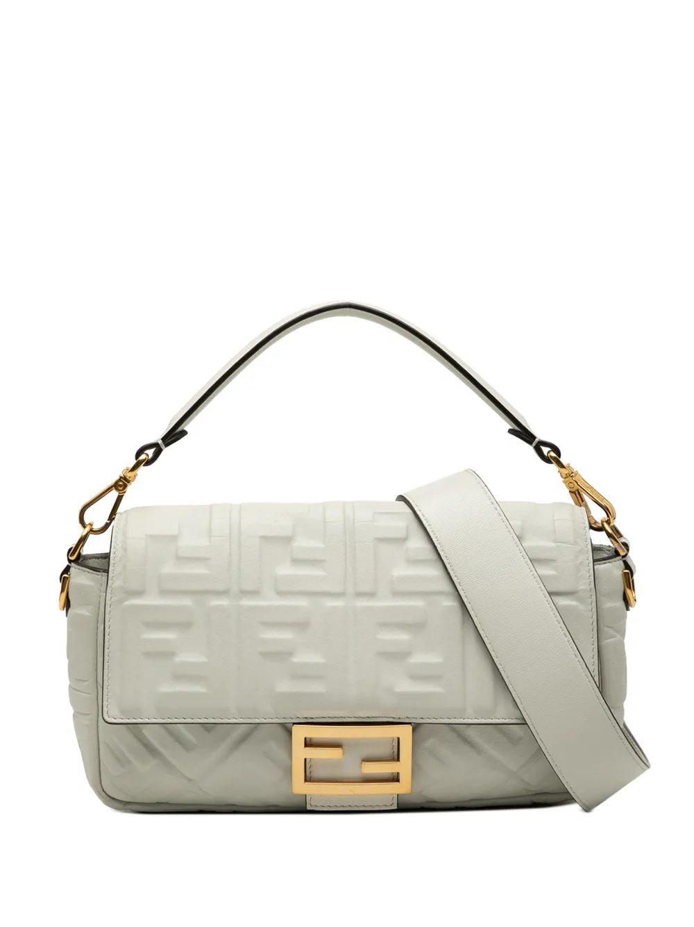 Fendi Pre-Owned 2000-2010 Zucca Embossed Leather Baguette satchel - Bianco