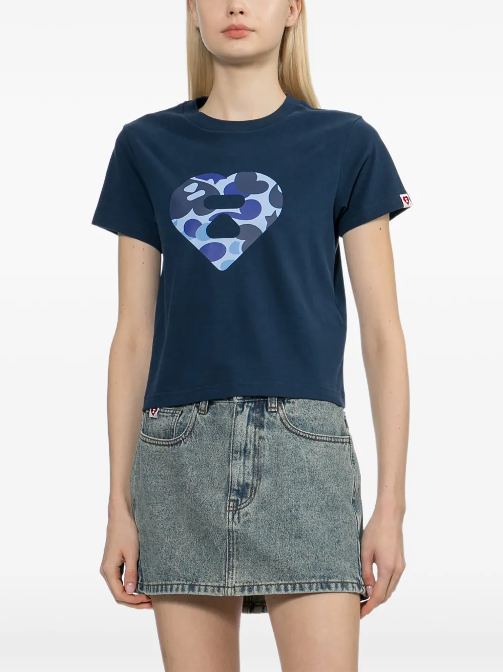  Apee™ By *a Bathing Ape® Heart-printed T-shirt - Blue 