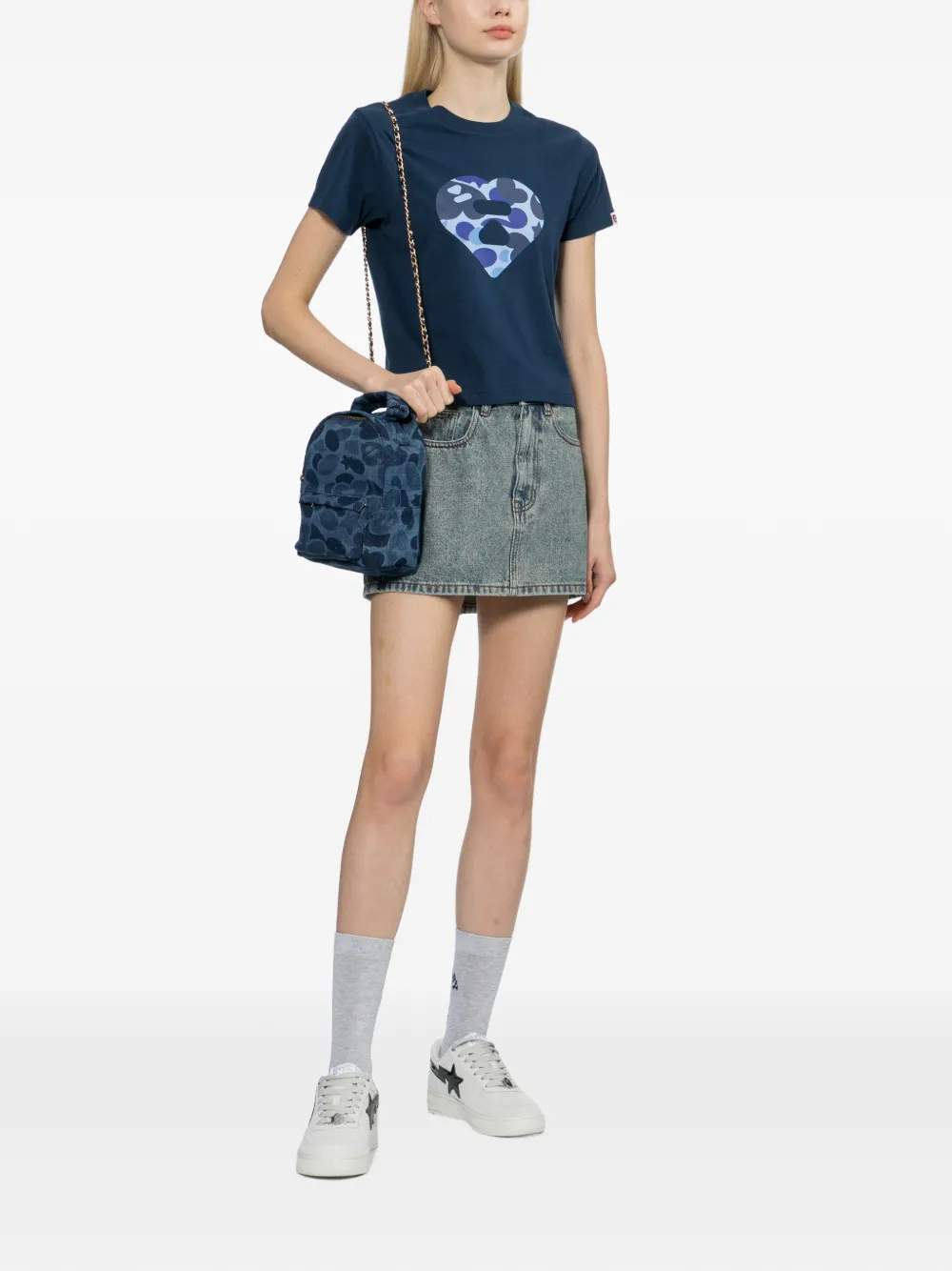  Apee™ By *a Bathing Ape® Heart-printed T-shirt - Blue 