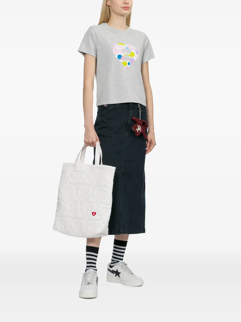  Apee™ By *a Bathing Ape® Heart-print T-shirt - Grey 