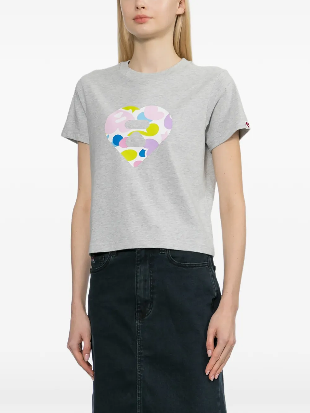  Apee™ By *a Bathing Ape® Heart-print T-shirt - Grey 