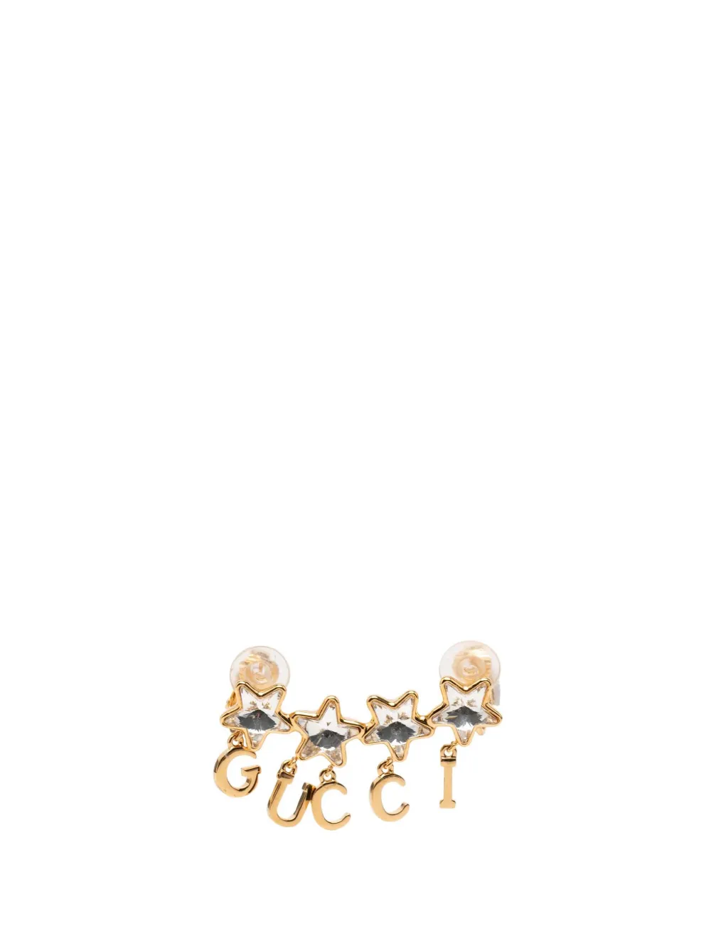 Gucci Pre-Owned 2000-2025 Gold Plated Crystal Star Script Ear Cuff costume earrings - Oro