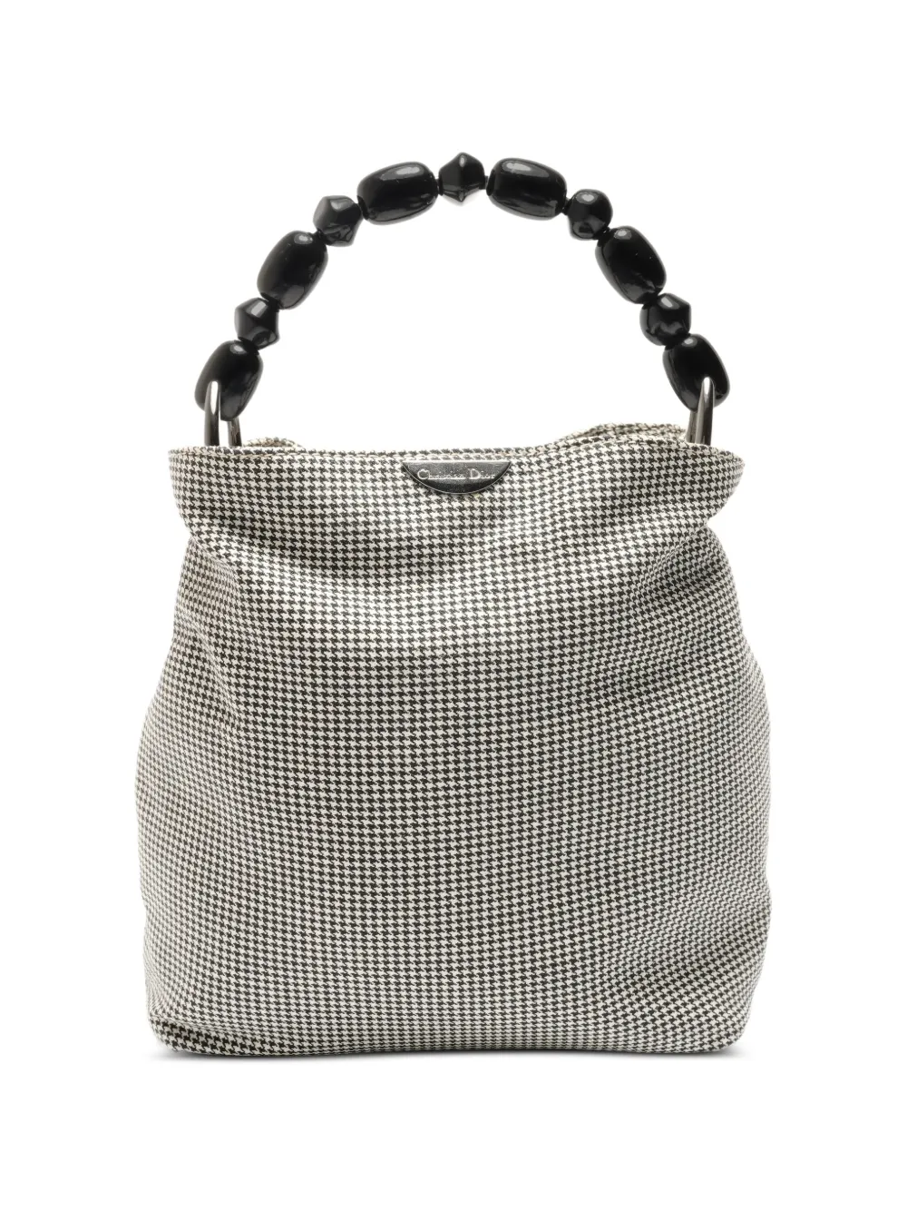 Christian Dior Pre-Owned 1990-2000s Malice houndstooth beaded tote bag - White