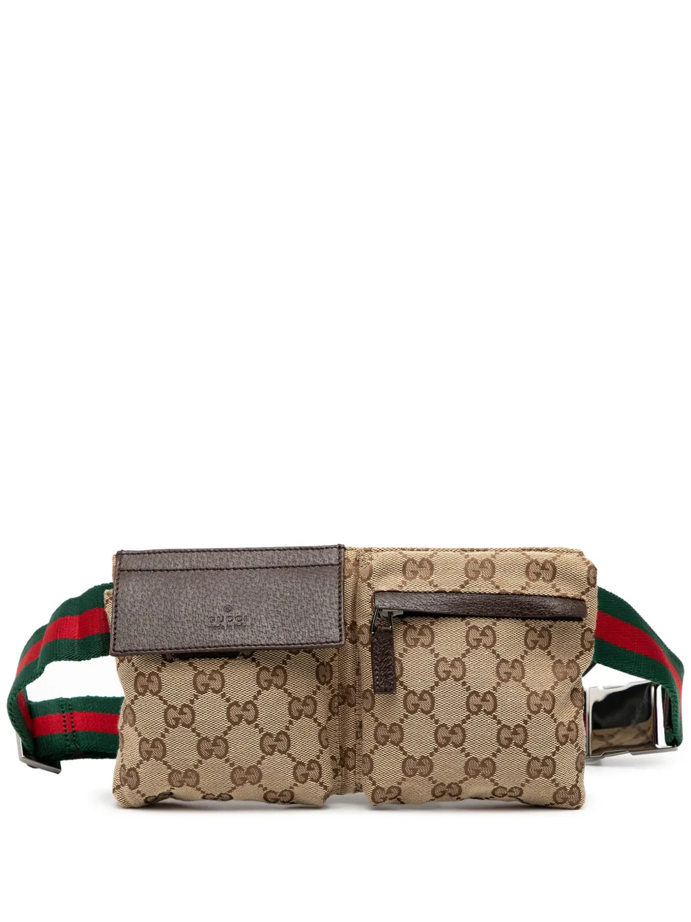 Gucci Pre-Owned Marsupio in tela GG con doppia tasca e decorazione Web 2000-2015 - Marrone