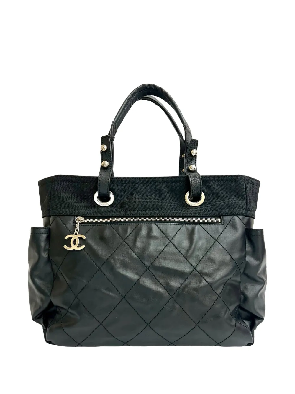 CHANEL Pre-Owned Borsa tote Paris Biarritz grande trapuntata in tela cerata 2006-2008 - Nero
