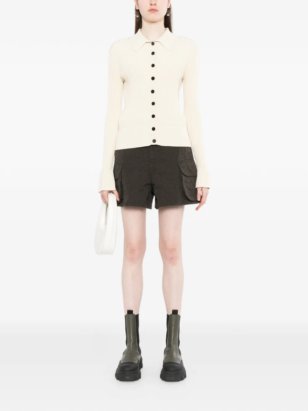  Jnby Floral-embroidered Shorts - Brown 