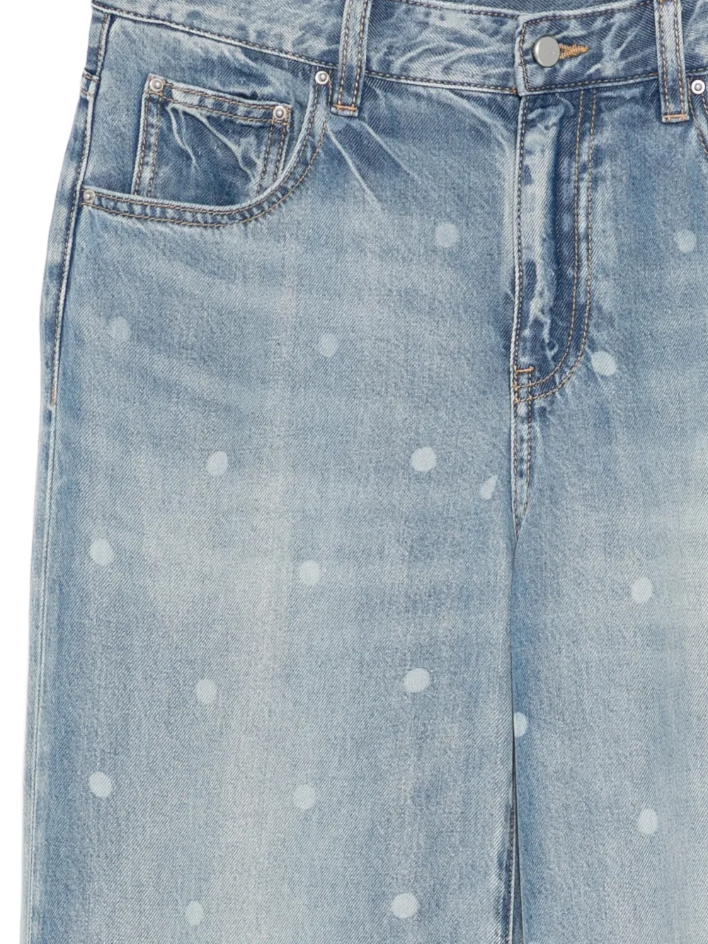  Jnby Polka Dot Flared Jeans - Blue 