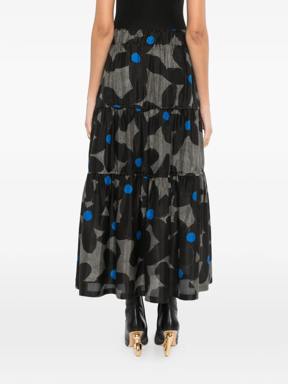 LESS Rok met bloemenprint Grijs