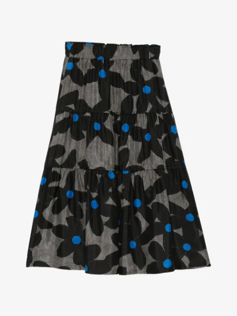 LESS floral-print A-line skirt