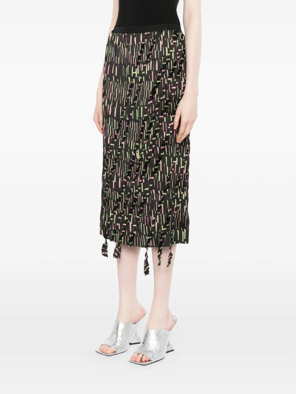  Jnby Geometric-print Midi Skirt - Black 