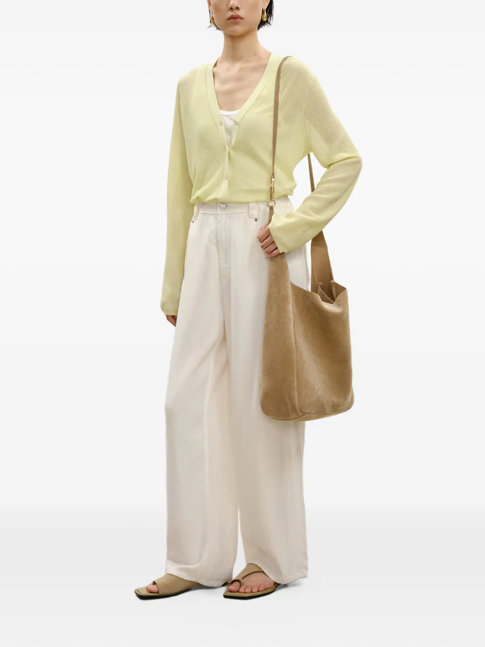 LESS Straight broek met trekkoord Beige