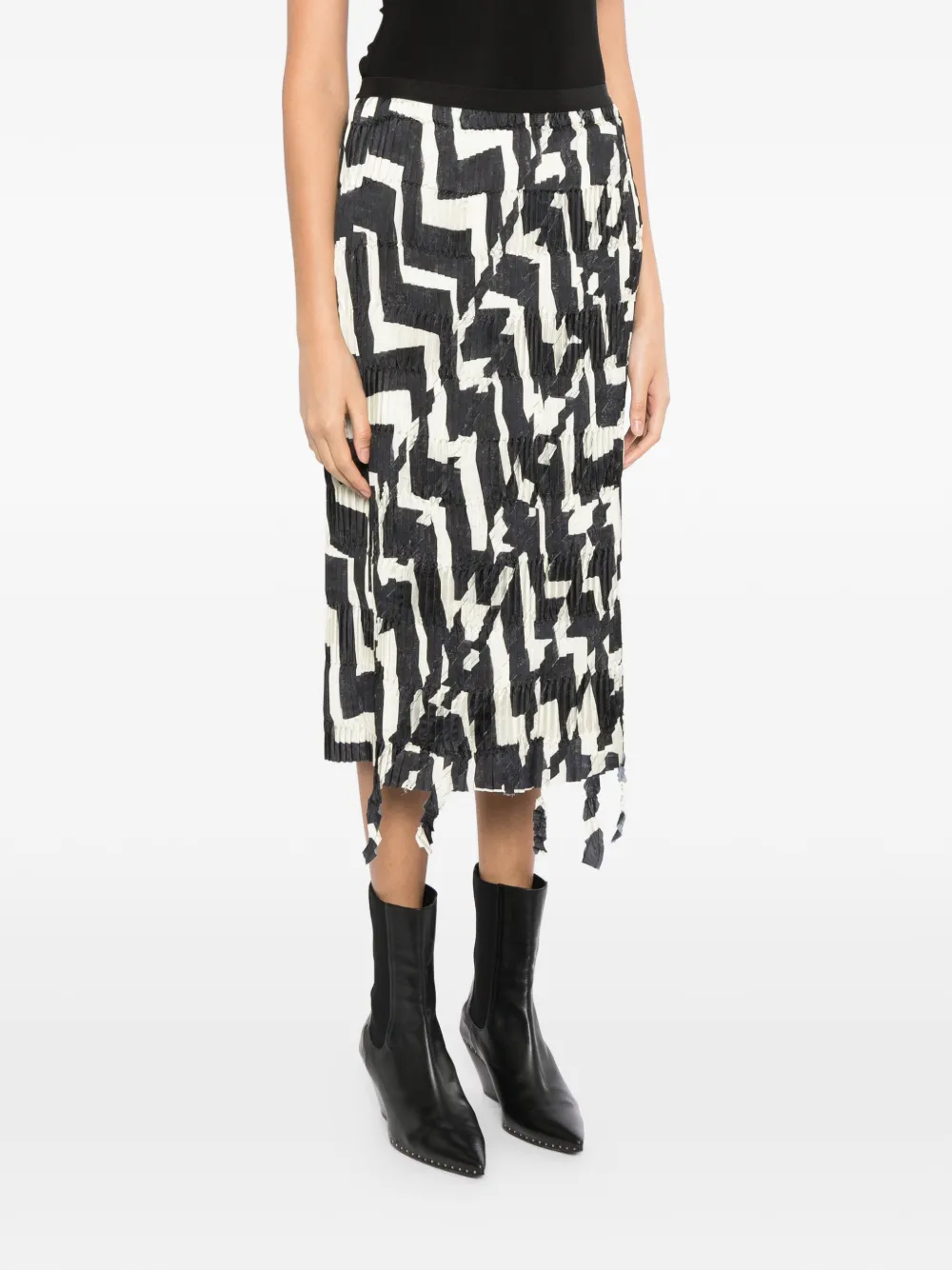  Jnby Geometric-print Midi Skirt - Black 