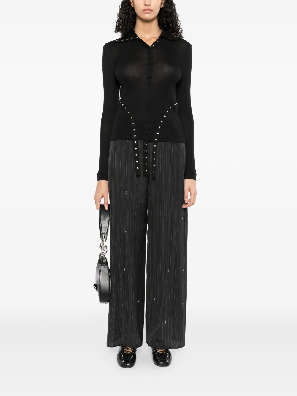  Jnby Beaded Tapered Trousers - Grey 