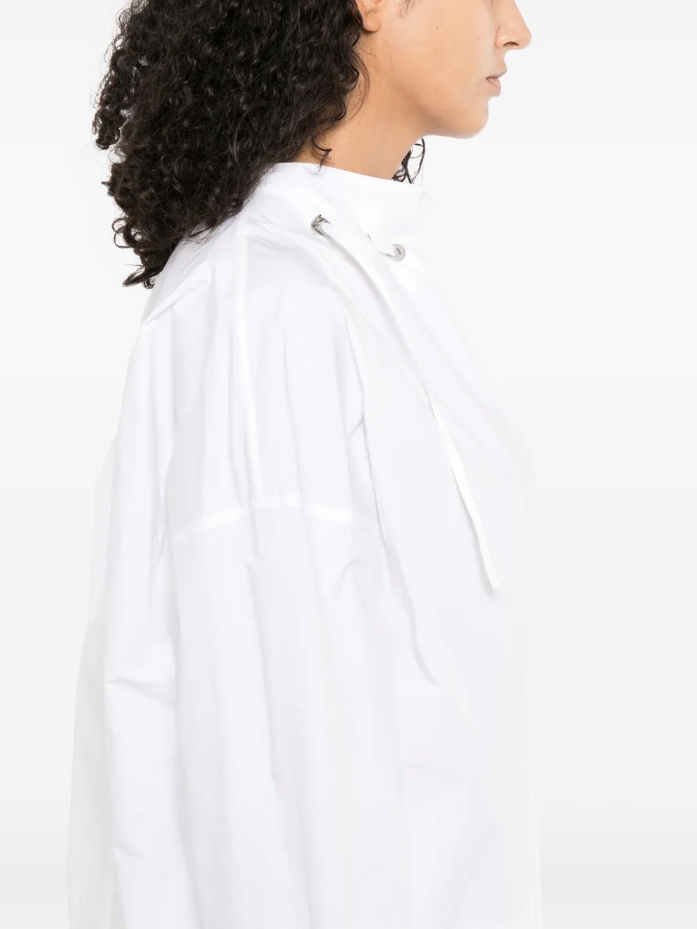 LESS Blouse met trekkoord en sculpturale hals Wit