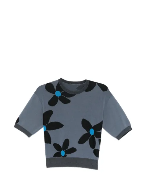 LESS floral-embroidered crew neck T-shirt
