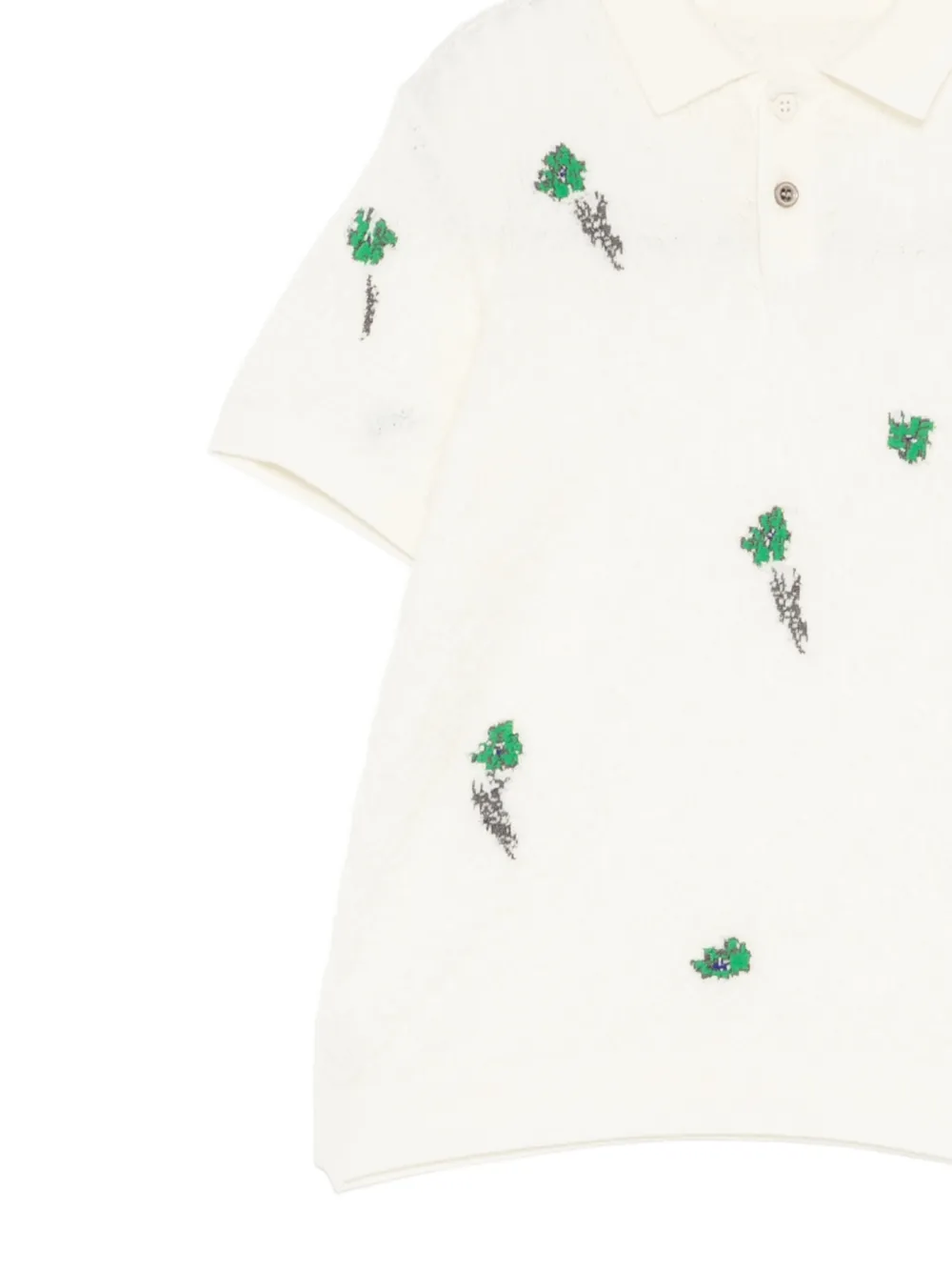 Floral-Motif Polo Top