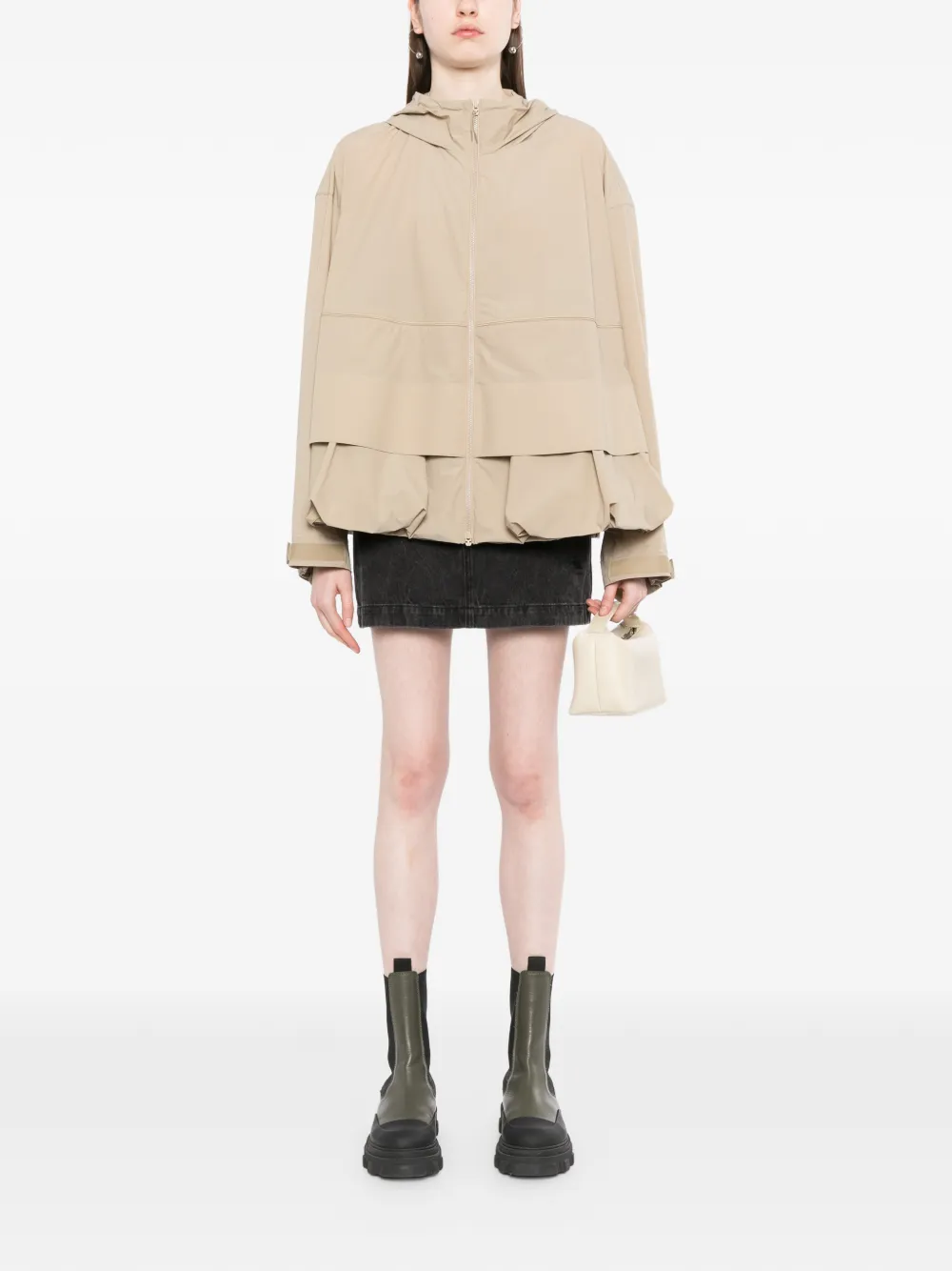  Jnby Drawstring-hem Hooded Jacket - Neutrals 