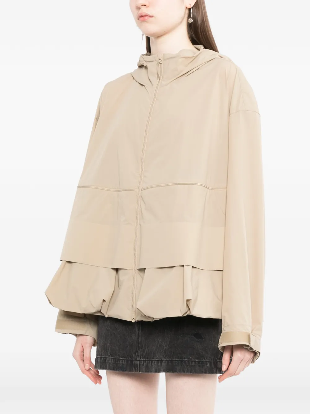  Jnby Drawstring-hem Hooded Jacket - Neutrals 