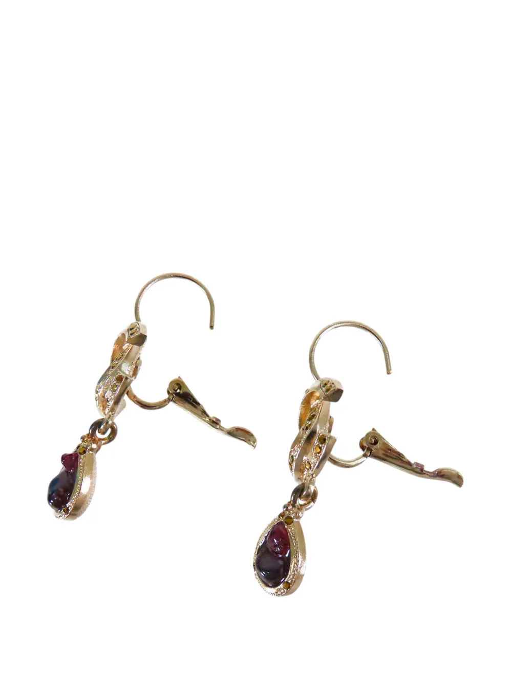  Chanel Pre-owned 2012 Gold Plated Cc Rhinestone Tear Drop Swing Lever Back Earrings Costume Earrings 