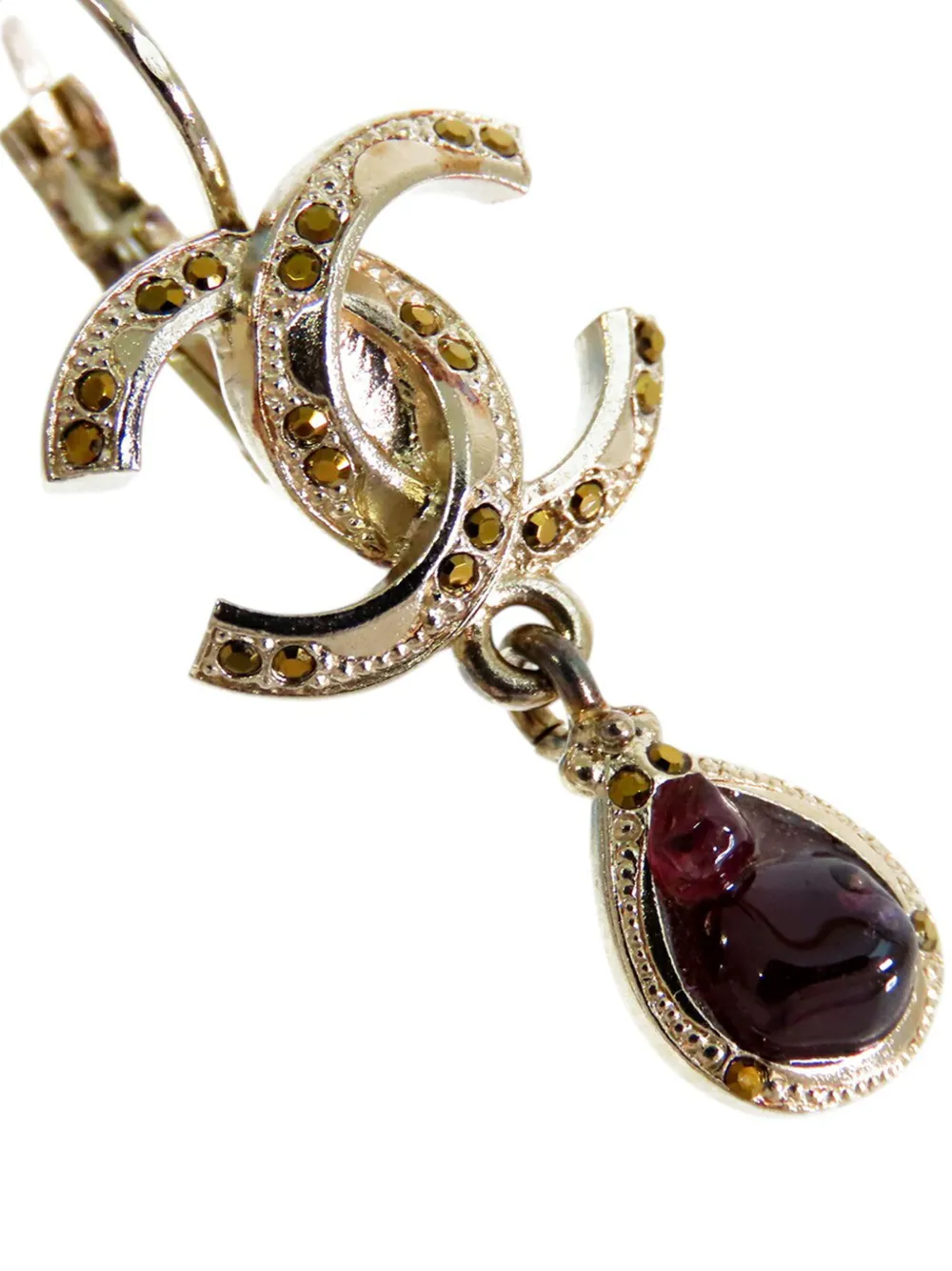 2012 Gold Plated Cc Rhinestone Tear Drop Swing Lever Back Earrings Costume Earrings