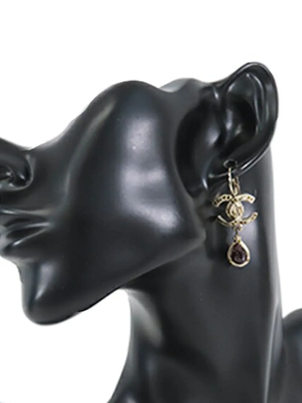 2012 Gold Plated Cc Rhinestone Tear Drop Swing Lever Back Earrings Costume Earrings