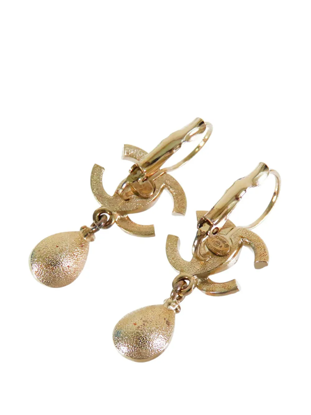 2012 Gold Plated Cc Rhinestone Tear Drop Swing Lever Back Earrings Costume Earrings