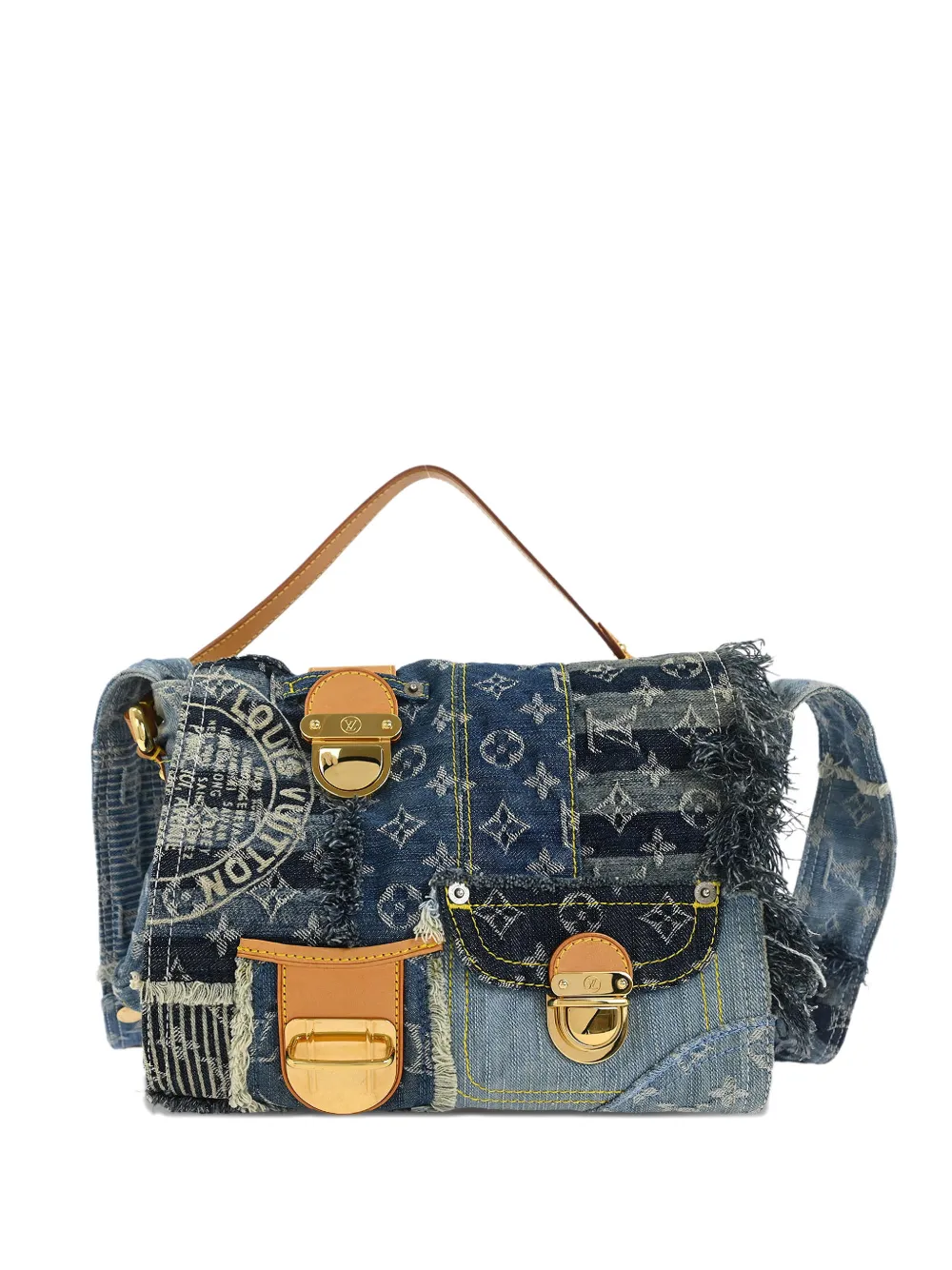 Louis Vuitton Pre-Owned 2007 Postie patchwork denim tote bag - Blu