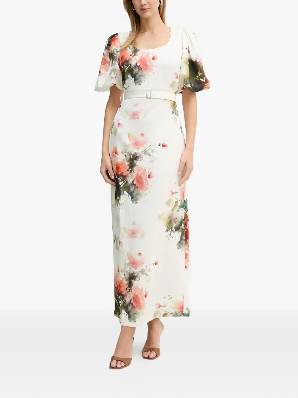 Silvian Heach Floral-print Midi Dress In White