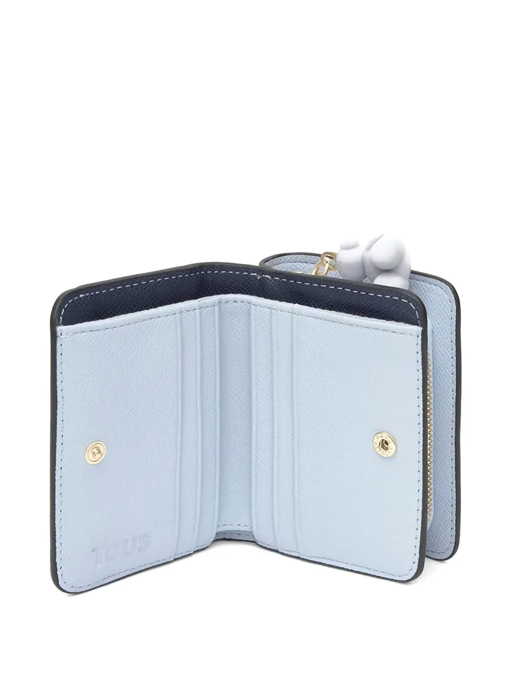  Tous Medium Doble Audree Bear-charm Embossed Wallet - Blue 