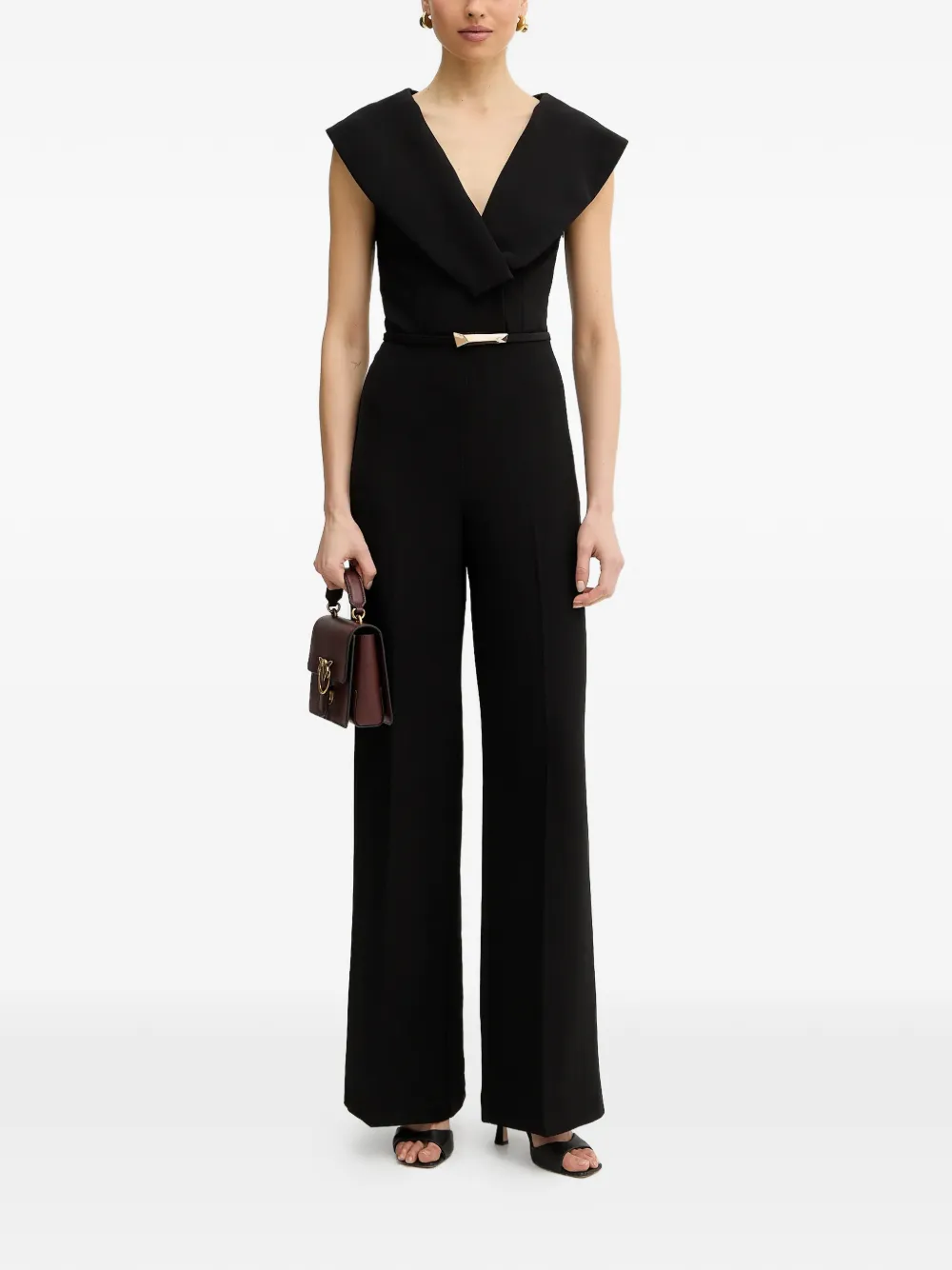  Simona Corsellini V-neck Belted Jumpsuit - Black 