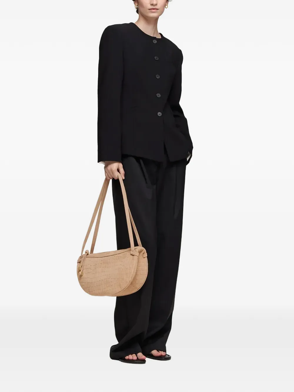 Halfmoon Embossed Shoulder Bag