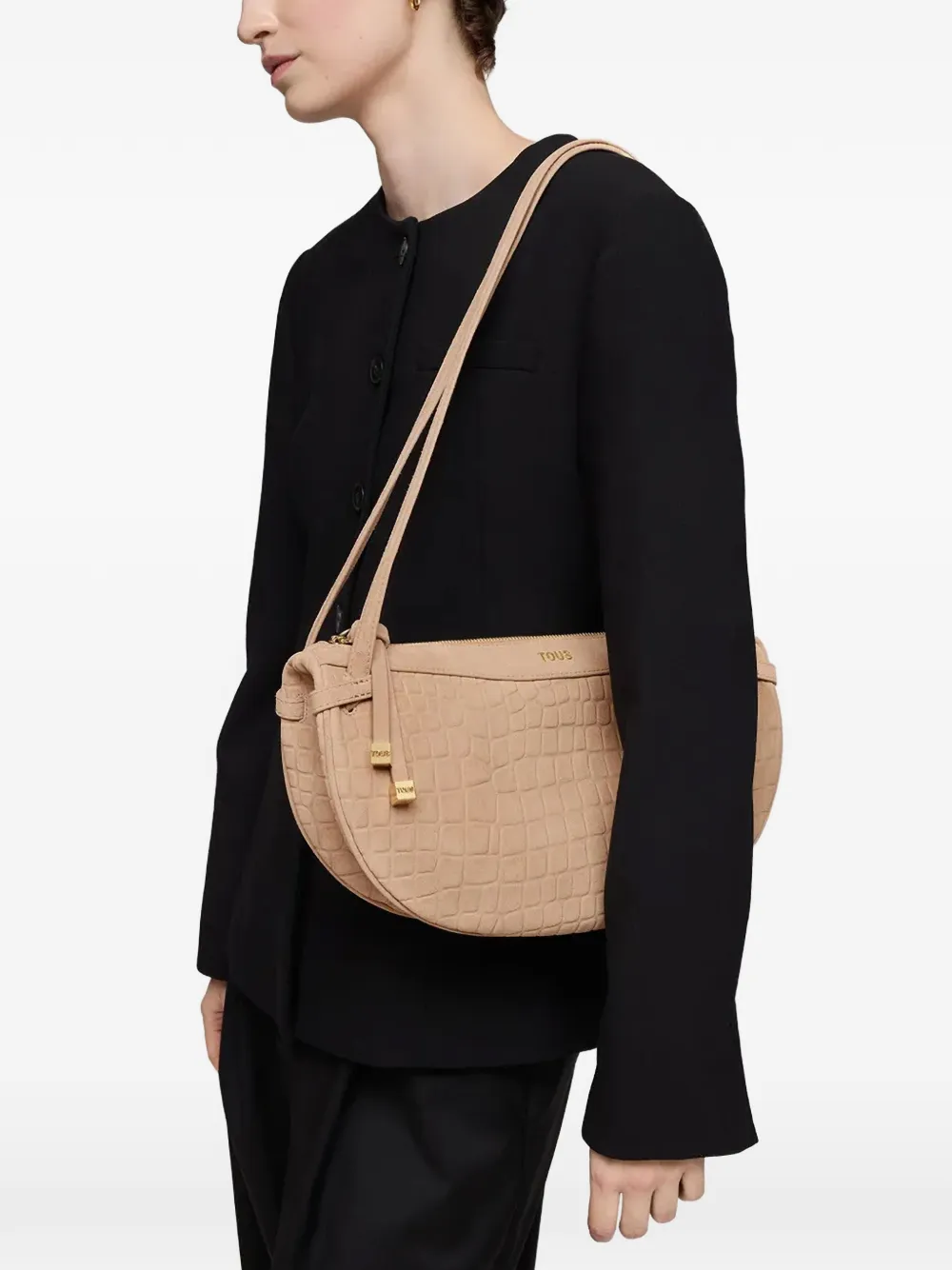 Halfmoon Embossed Shoulder Bag