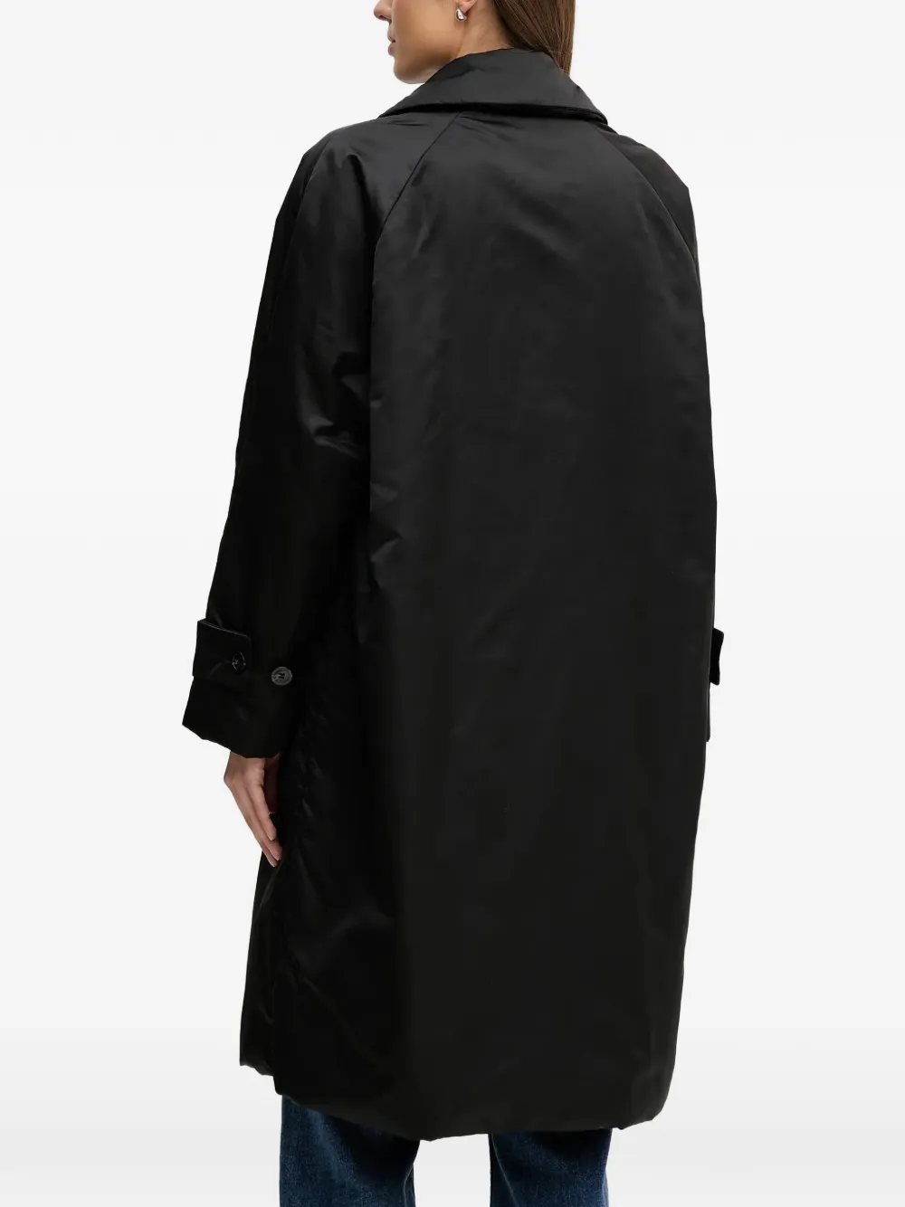  Sisley Button Double-breasted Coat - Black 