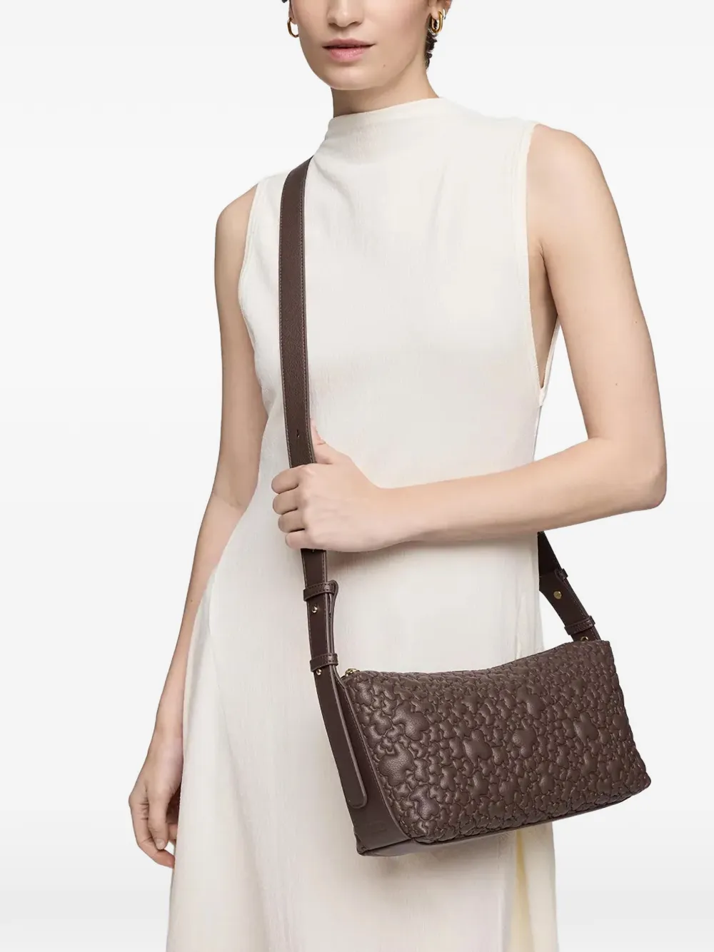  Tous Puffy Bear Embossed Crossbody Bag - Brown 