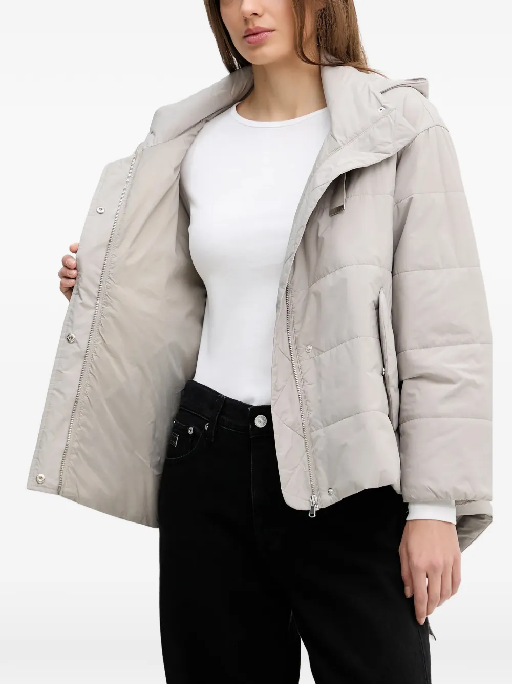  Sisley Hooded Quilted Jacket - Grey 