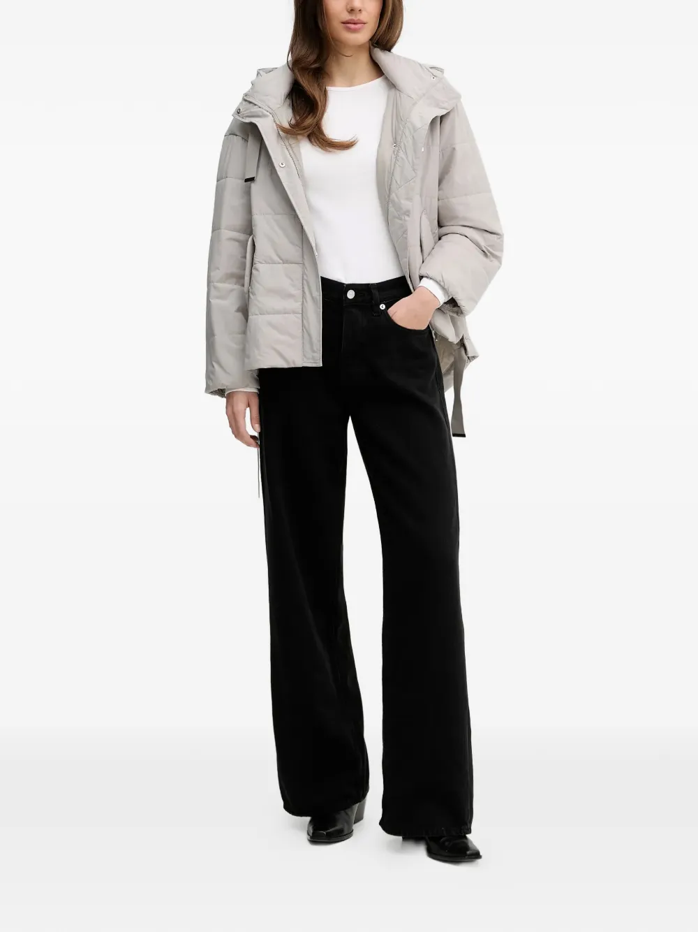  Sisley Hooded Quilted Jacket - Grey 