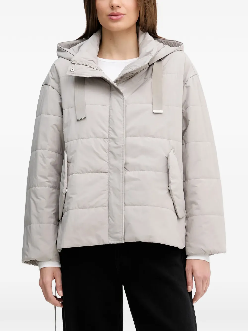 Sisley hooded quilted jacket - Grigio