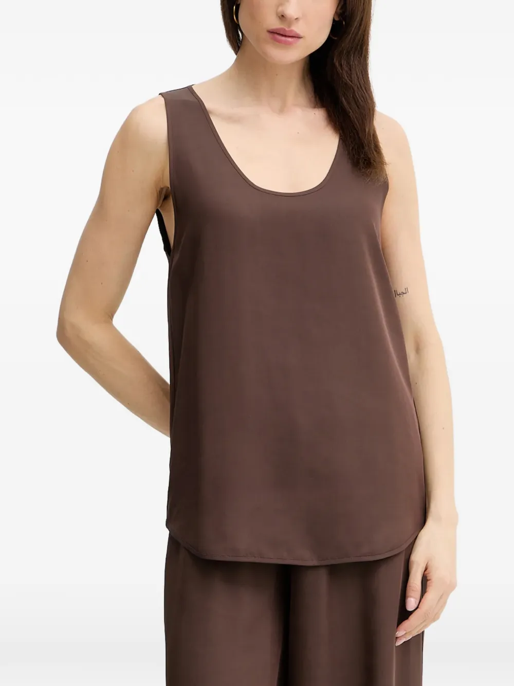 SIMONA CORSELLINI scoop neck sleeveless top - Marrone