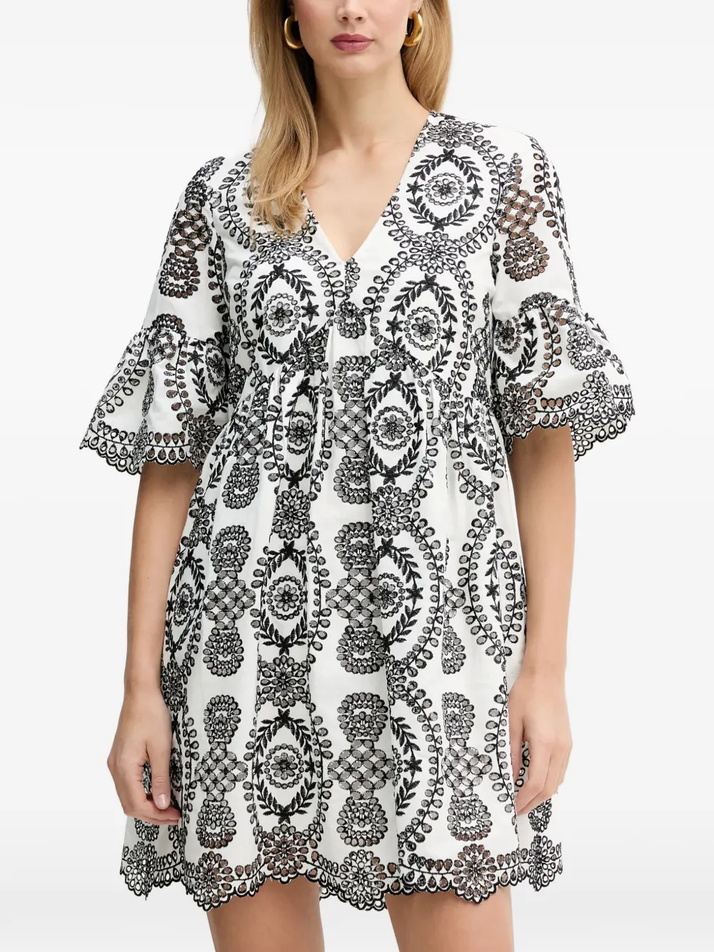 Silvian Heach Geometric-pattern Mini Dress In White