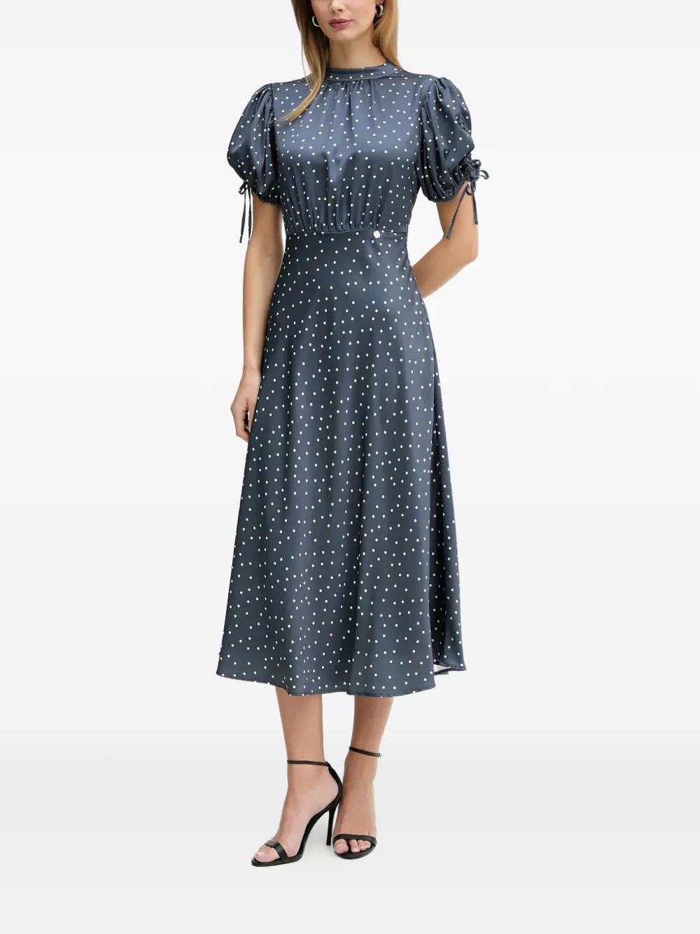 Silvian Heach Polka-dot Midi Dress In Blue